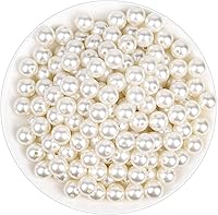 Vista 10 de Cuentas de perlas para manualidades, Anezus 2000 piezas de perlas de imitación de marfil, cuentas de perla pequeñas de 4 MM con agujeros para hacer