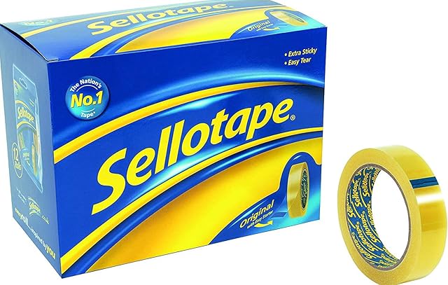Sellotape 1443268 Original Golden Tape Roll Non-static Easy-Tear, Large 24 mm x 66 m - Pack 12