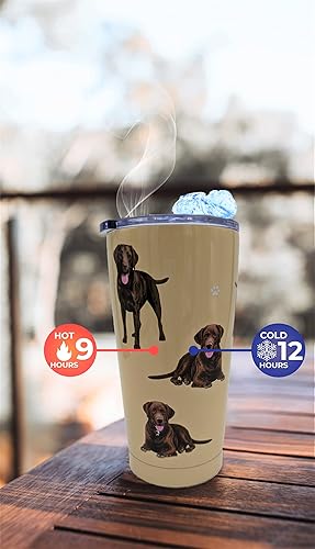 Miniatura 4 de Chocolate Labrador - Vaso aislado con tapa, de acero inoxidable de 16 onzas, con aislamiento al vacío, doble pared, termo de viaje, diseño de raza