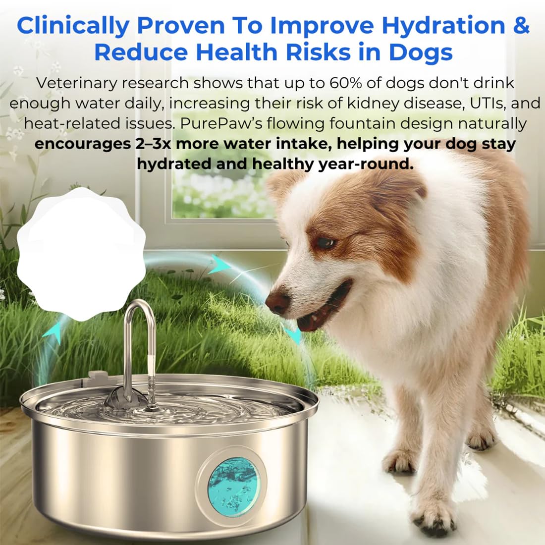 Fuente de agua para gatos, nueva fuente de agua de acero inoxidable 2026, fuente ultra silenciosa para gatos con 2 filtros, 3.2/7 L (108/244 onzas), fuentes de agua esenciales para gatos, perros (8
