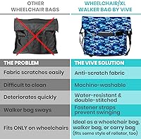Vista 7 de Vive Bolsa de Accesorios para Silla de Ruedas XL - Impermeable, Resistente a los Arañazos, Doble Costura, Lavable a Máquina para Adultos, Personas