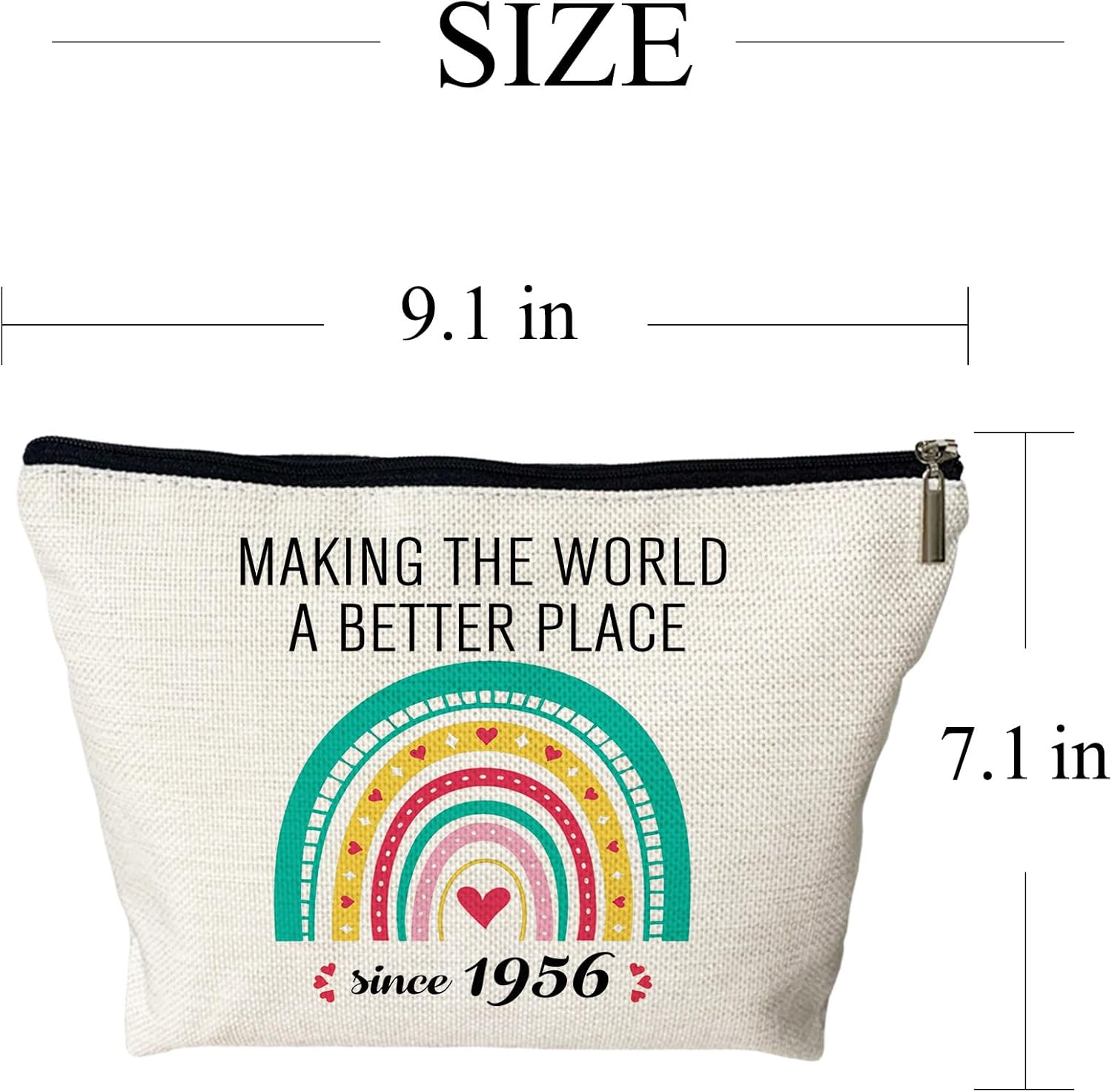 70th Birthday Gifts For Her Women Cosmetic Bags, Making The World A Better Place Since 1956 Makeup Bag, Gifts for 70th Birthday,70th Bday Decorations For Sister, Female, Friends (1956) - Image 2