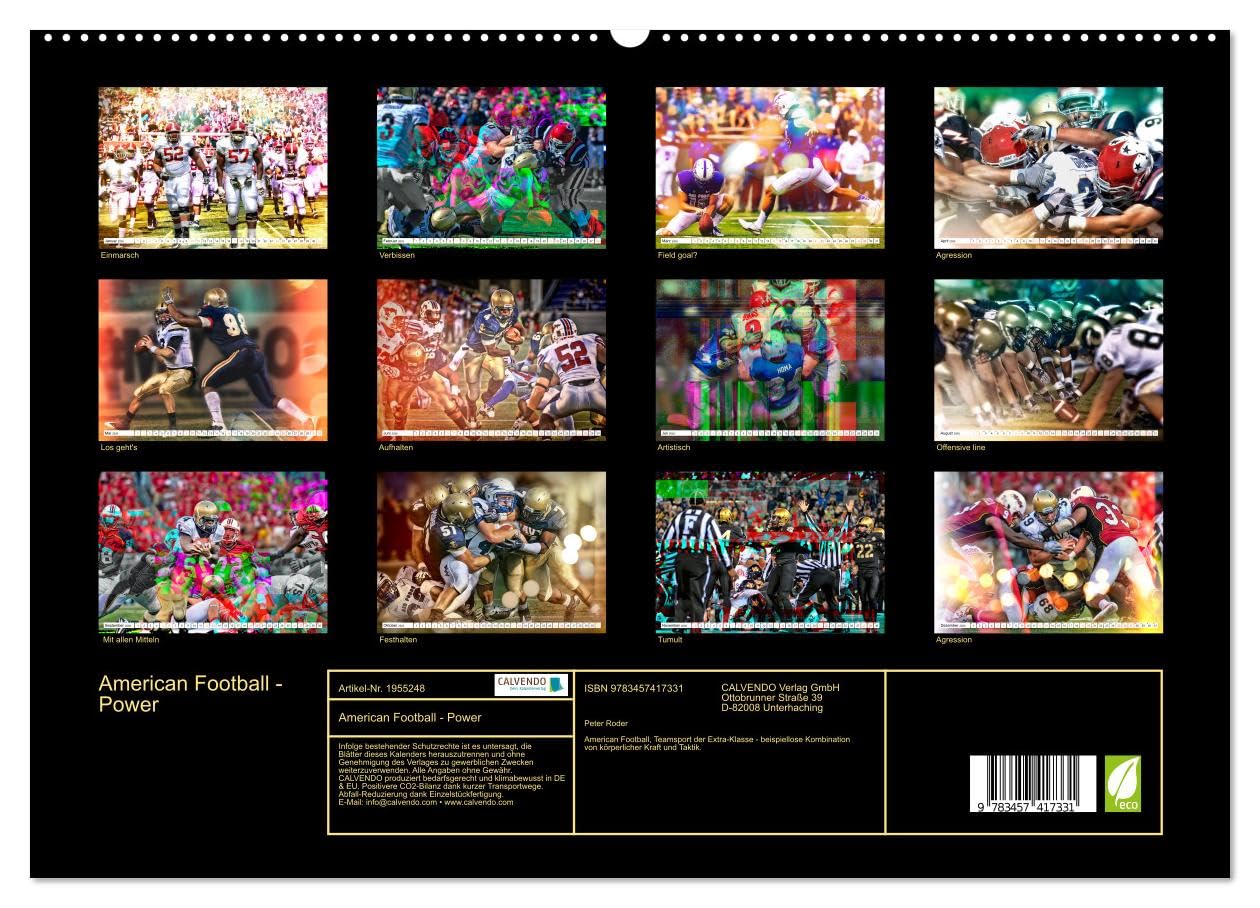 American Football - Power (hochwertiger Premium Wandkalender 2026 DIN A2 quer), Kunstdruck in Hochglanz: American Football, Teamsport der Extra-Klasse ... Kraft und Taktik. (CALVENDO Sport)