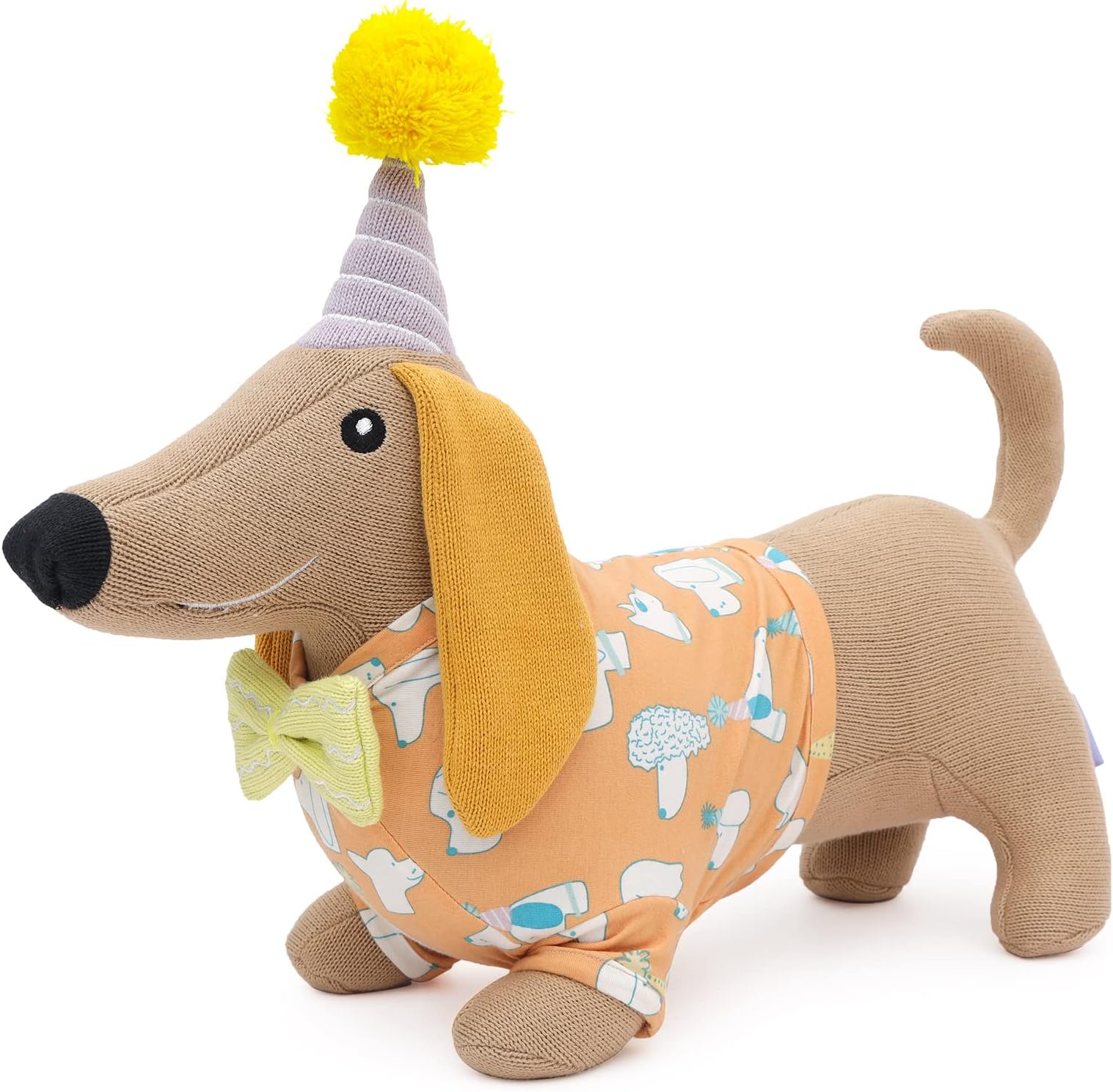 Mi Arcus Knitted Dachshund Dog Soft Plush Toy Brown - Height 45 cm