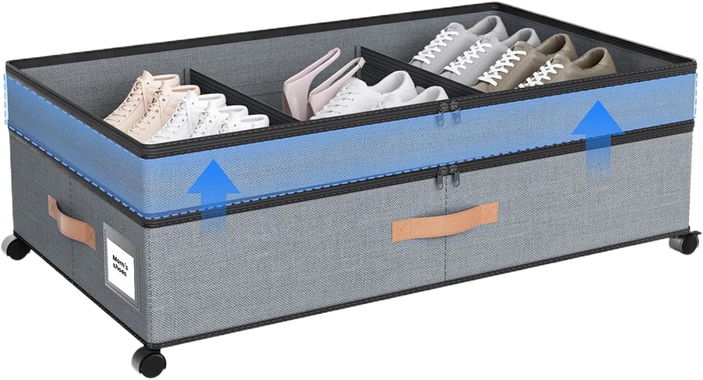 Storage for Under Bed, 72l Organizer with Wheels, Rolling Container with Lid, Bedroom Shoe Bin, Practical Clothes Sheet Gear for Apartments and Reliable Blanket Box in Homes