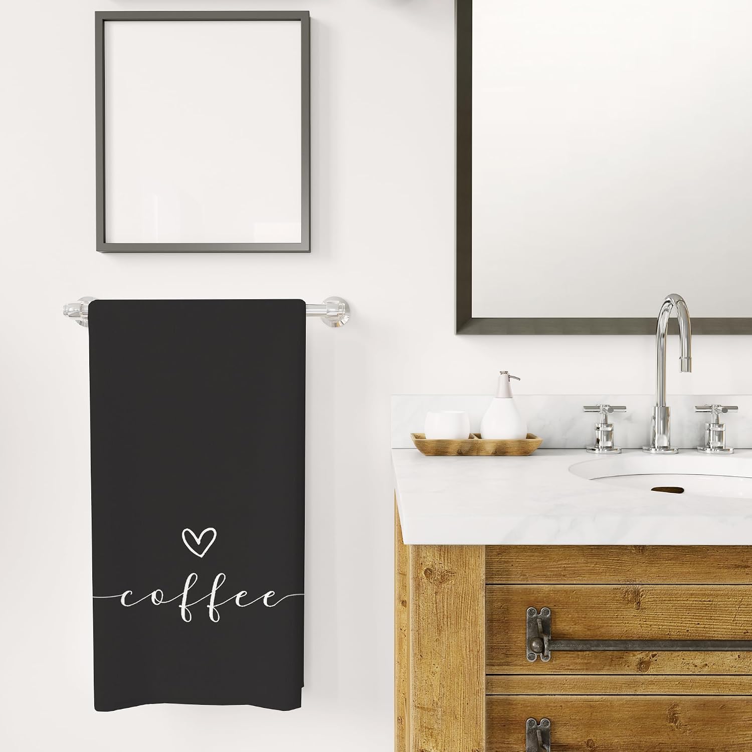 WFSM Coffee Decor Kitchen Towels - Bar Dish Towels, Gifts for Coffee Lovers, 1624 Inches (Black)