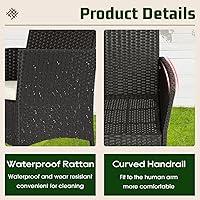 Vista 3 de FDW Juego de muebles de patio de 4 piezas Muebles de mimbre para exteriores con mesa de centro Juego de sillas de ratán modernas Asientos al