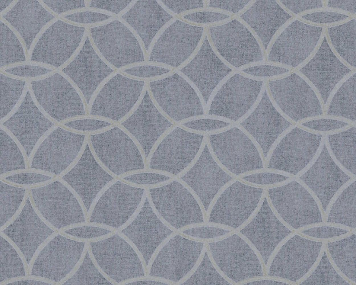 CONCORD WALLCOVERINGS ™ Textured Wallpaper Graphics Modern Geometric rhombs, Blue Grey Metallic. Silver, 21 in x 33 Ft (56 sq. ft), 375644