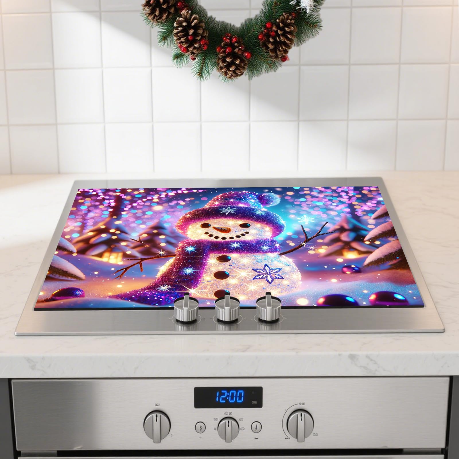 Nuxovilar Cute Snowman Stove Cover Diatom Mud 28.35x20.47 In