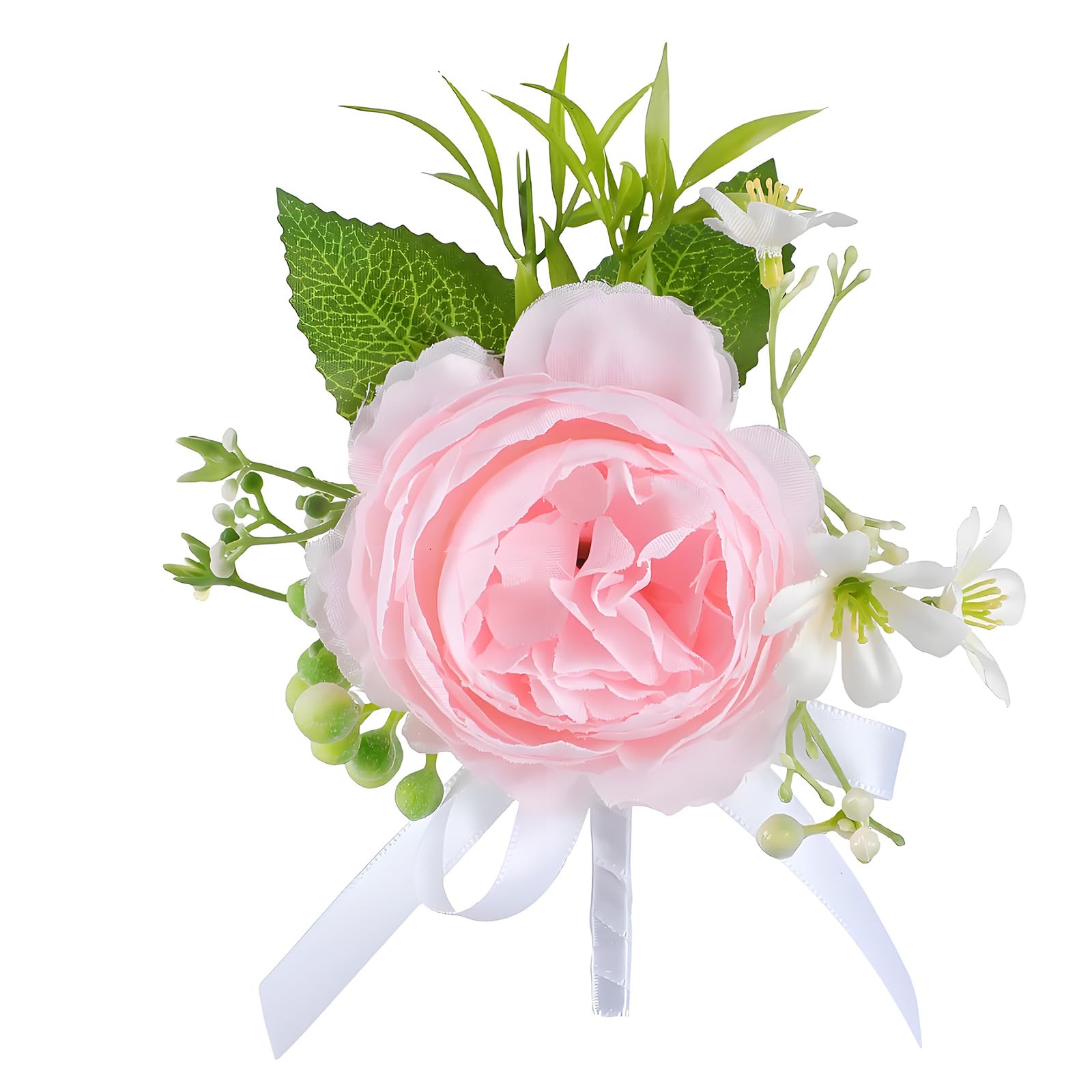 NEWFT Wedding Boutonniere Artificial Rose Wrist Corsage for Bridesmaids Groomsmen Wedding Ceremony Graduation Prom Event