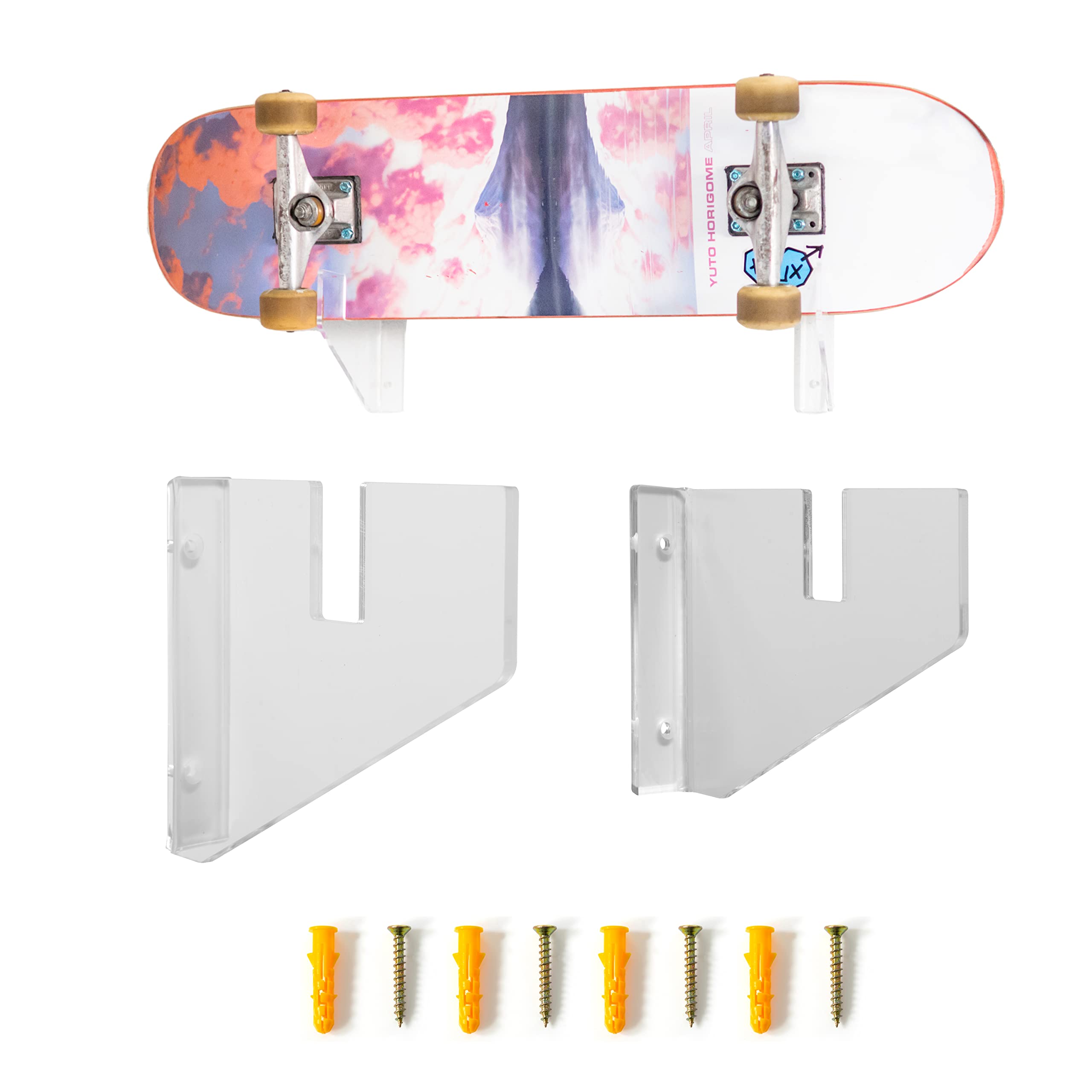 Support Mural Pour Skateboard En Acrylique Transparent - Présentoir/Rangement - Facile à Installer, Design Moderne