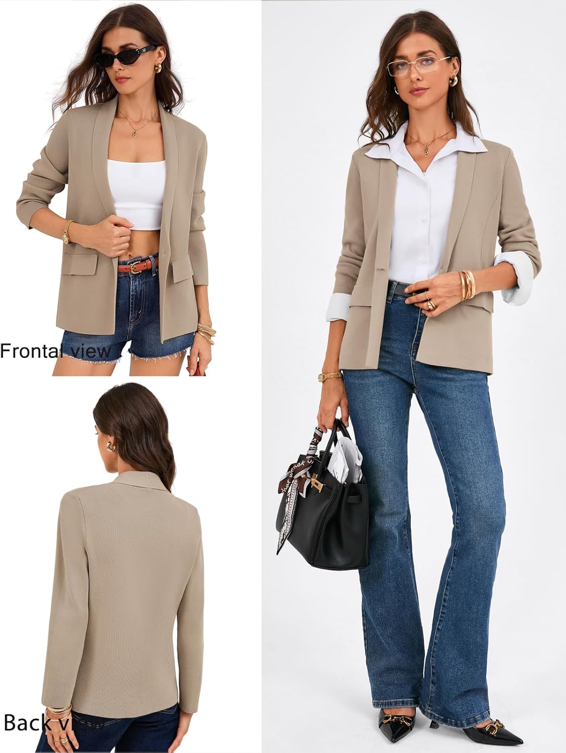 GRACE KARIN Blazers for Women Business Casual, Work Dressy Suit Jacket, Long Sleeve Open Front Spring Cardigan Sweater - Image 5