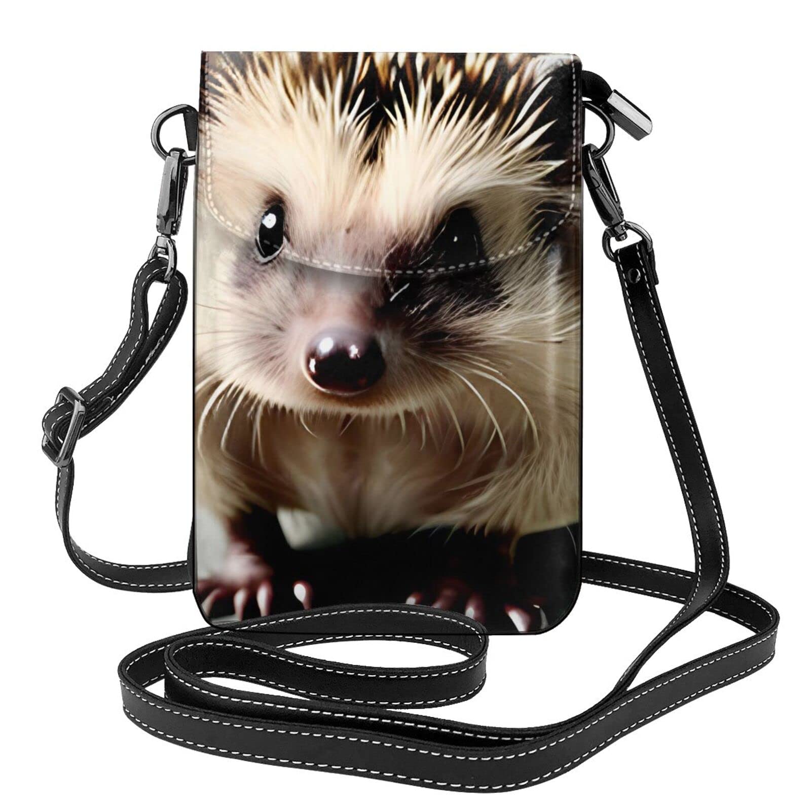 YYHHAOFA women Small Cell Phone Purse Cute hedgehog picture Soft, durable and waterproof PU leather Convenient for daily use and travel
