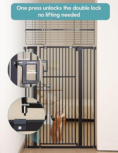 Miniatura 4 de No Pawblems Puerta para mascotas extra alta de 71 pulgadas para gatos, puerta para gatos con cierre automático de 29-43 pulgadas para puertas,