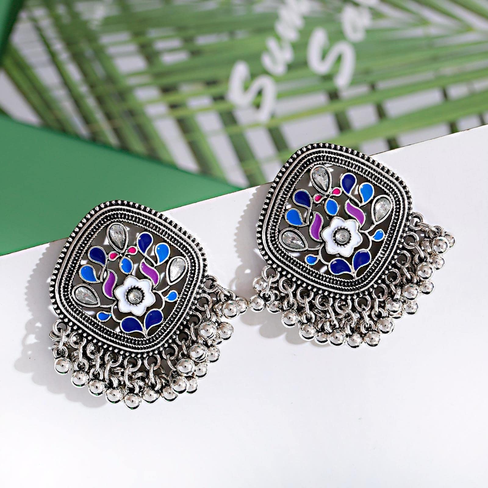 Orecchini classici da donna color argento Turchia Bijoux Orecchini vintage con nappe con perline di perle di Boemia Gioielli indiani della tribù etnica  36