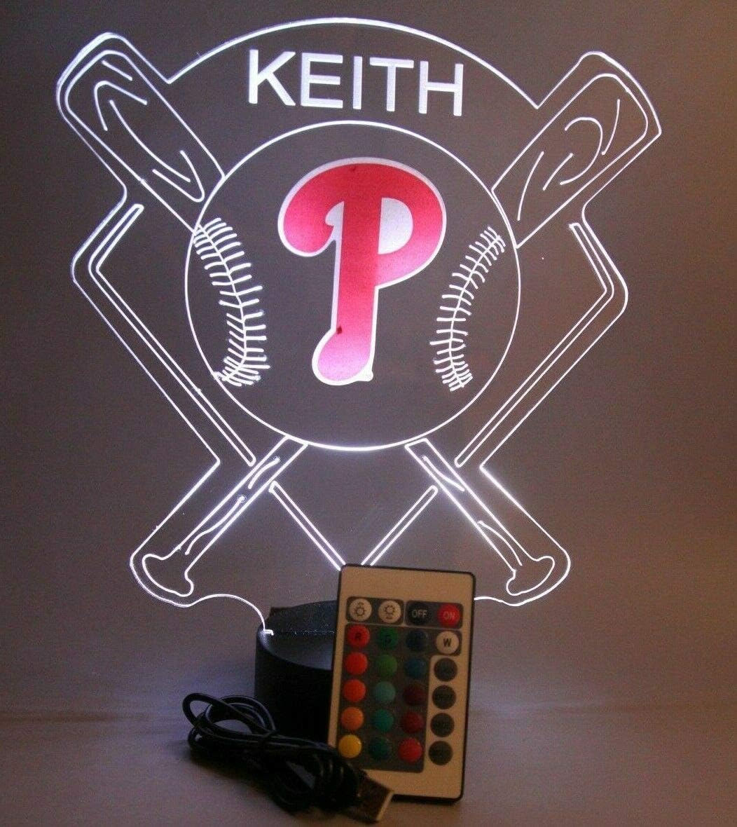 American Pro Baseball Stadium Sports Fan, Team Choice at Checkout, Lamp Night Light LED Personalized Free Featuring Licensed Decal, Room Man Cave Decor 16 Colors with Remote, A Must Have! : Sports & Outdoors