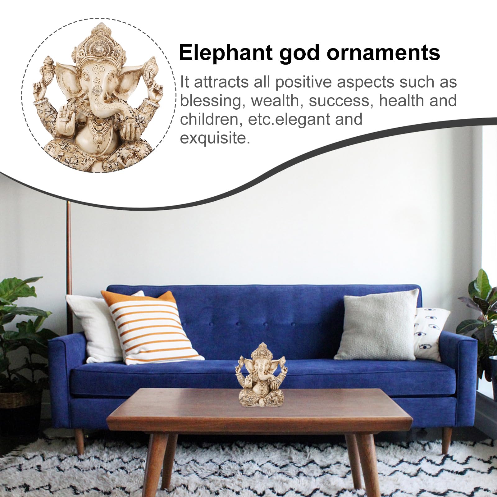 Angoily - Statuetta elefante Statua Buddha Scultura India Ganesh Ganpati Modello Tavolo Ufficio Fortunato Ricchezza Arte Figura per la Casa