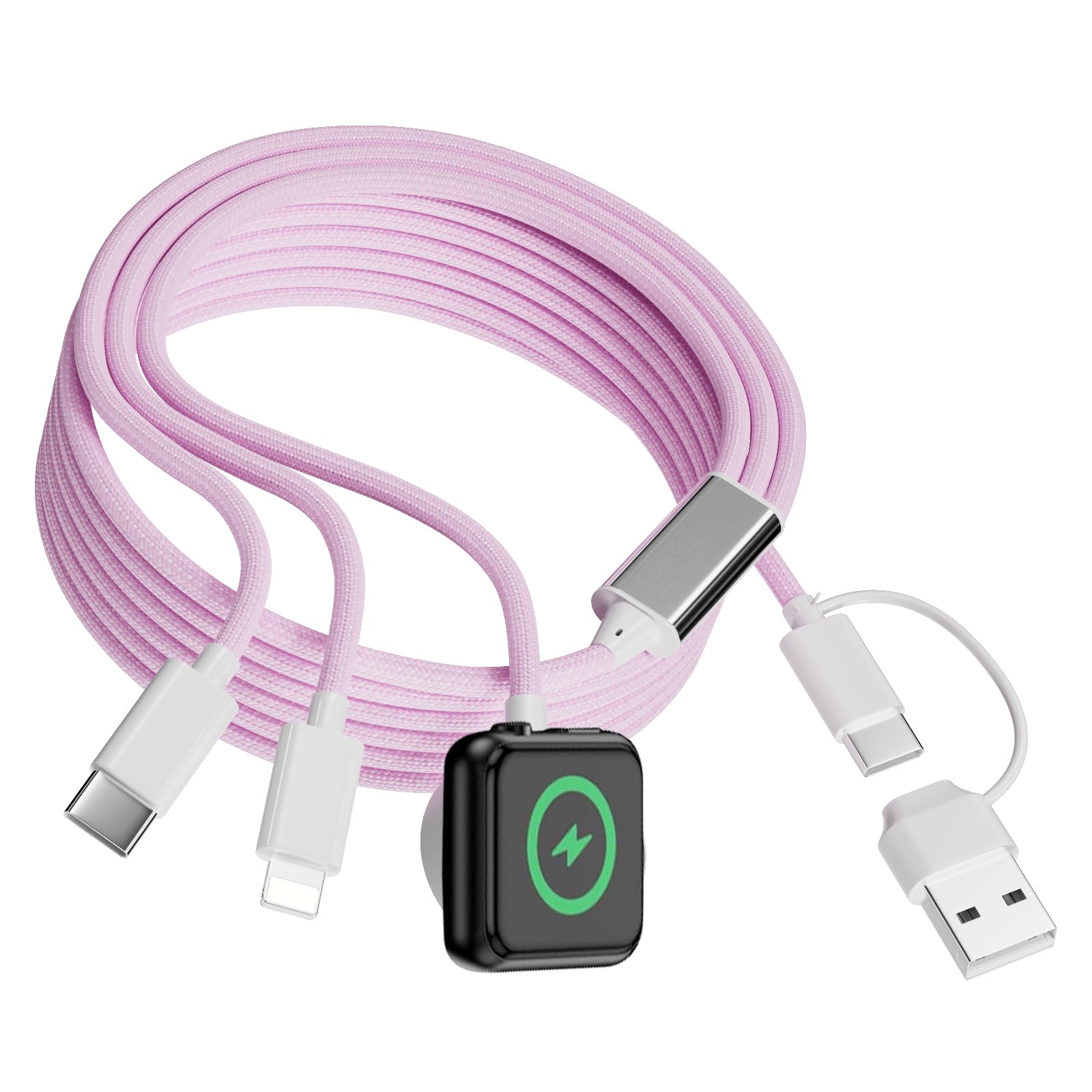 3 in 2 Charger Cable for Apple Watch, Fast Phone Watch Charger USB C Multi Fast Charging Cable Compatible with iWatch Ultra/SE/10/9/8/7/6/5/4/3/2/1 & iPhone 16/15/14/13/12,6ft (Purple)