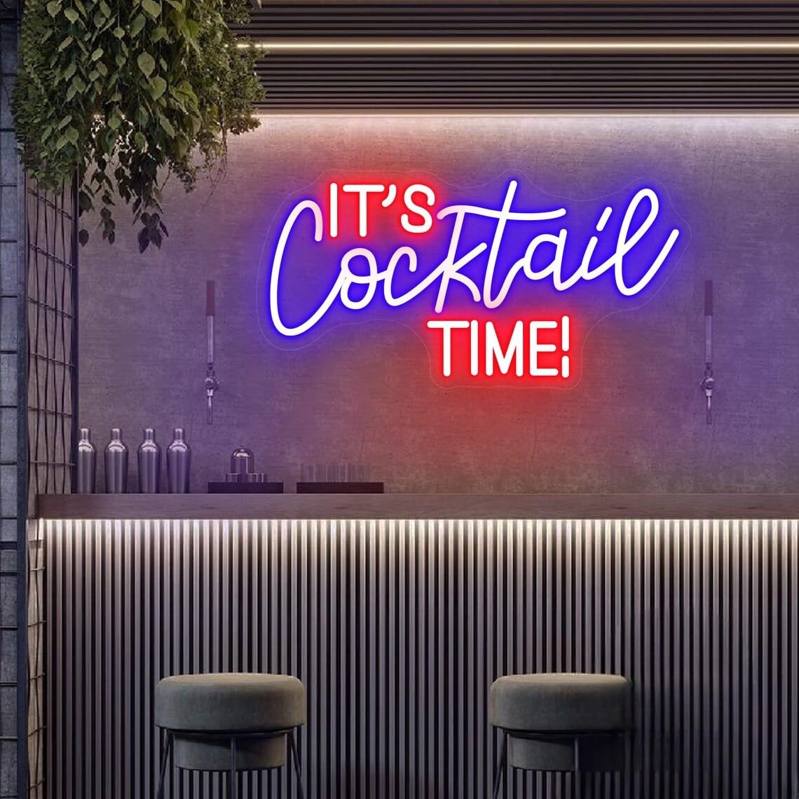 It's Cocktail Time! Neon Sign, Custom Bar LED Neon Light Home Wall Decor Wine Tiki Bar Man Cave Club Pub Beer Decoration Personalized Gift