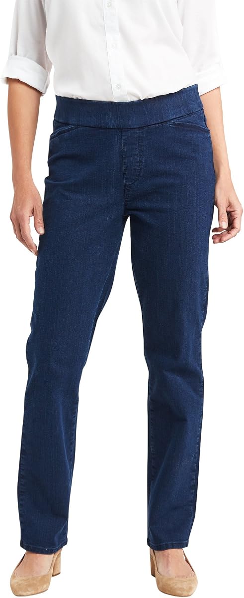 Chic Classic Collection Pantalón de cintura elástica de fácil ajuste para mujer