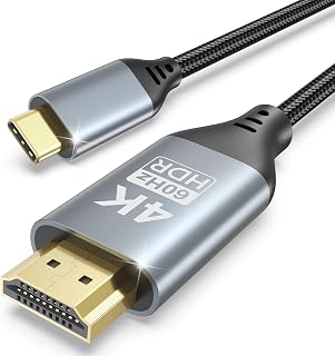Short USB C to HDMI Cable 3.3FT, 4K@60Hz High-Speed USB-C to HDMI Cable Type C to HDMI 2.0 Cord Compatible with Thunderbolt 3/4/5, MacBook Pro/Air, iPad Pro, Mac mini, iPhone 15/16 Series, Galaxy 25