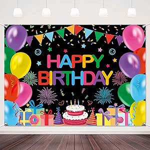7 X 5 FT Happy Birthday Backdrop - Extra Large Colorful Birthday Banner Wall Hanging, Fun Photo Booth Background For Kids And Adults Indoor Outdoor Party Decorations - View #9