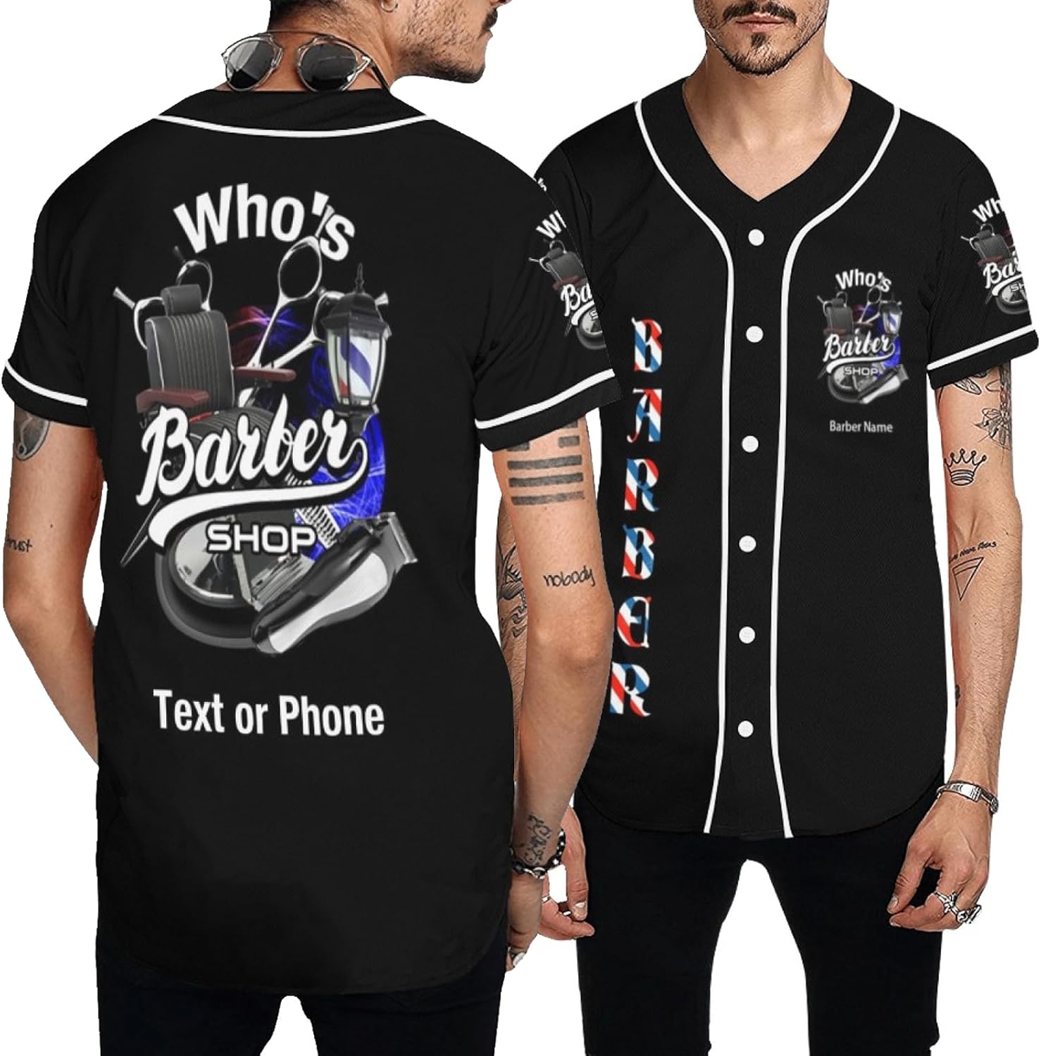 Custom Baseball Jersey Personalized Barber Jackets Smocks with Name for Hairdresser, Salon Barbershop Logo Uniforms Apparel