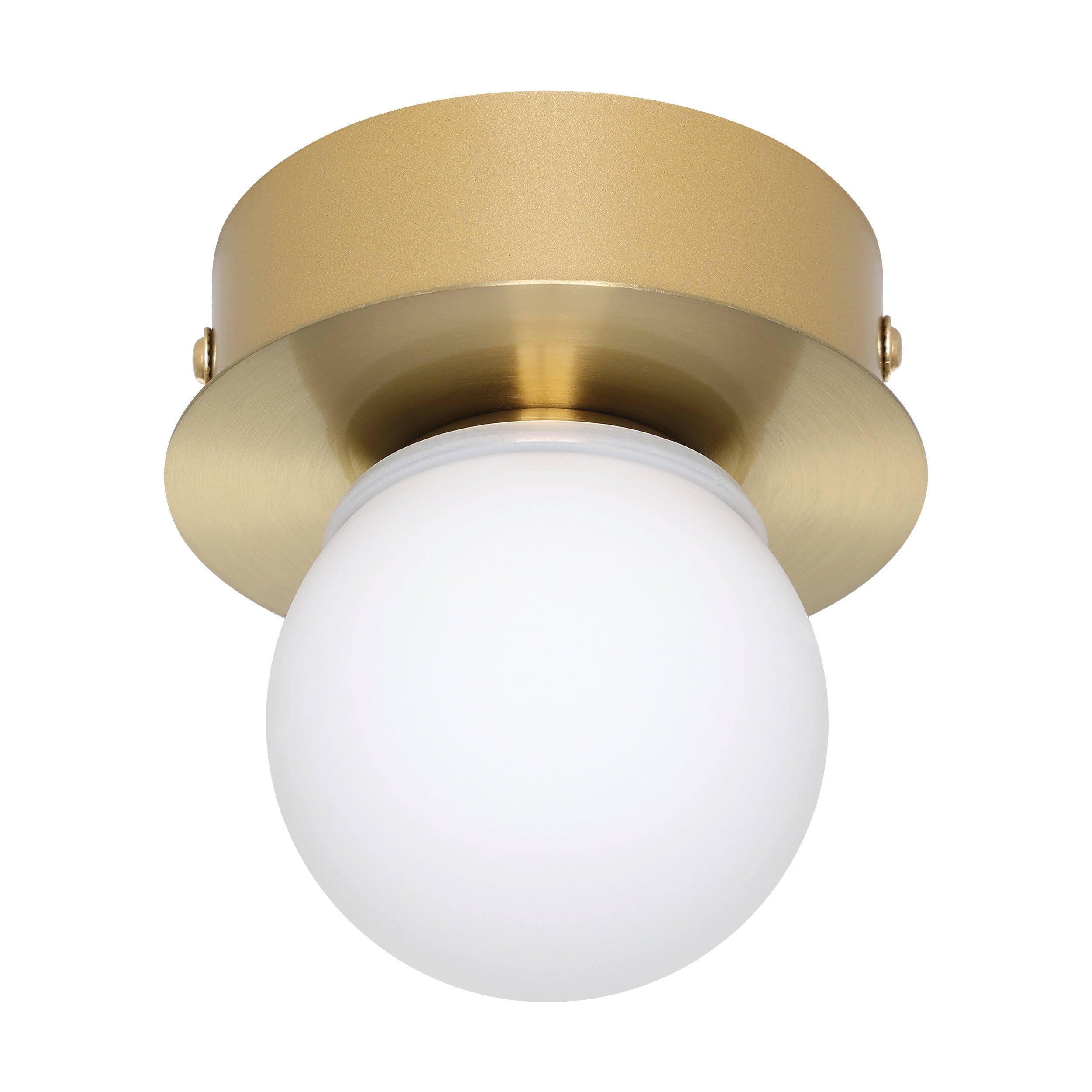 Eglo Mosiano Lámpara LED de techo, pequeña lámpara de techo de baño en forma de bola, lámpara de baño de metal en latón y cristal en blanco, iluminación de techo blanco cálido, IP44, diámetro 11 cm