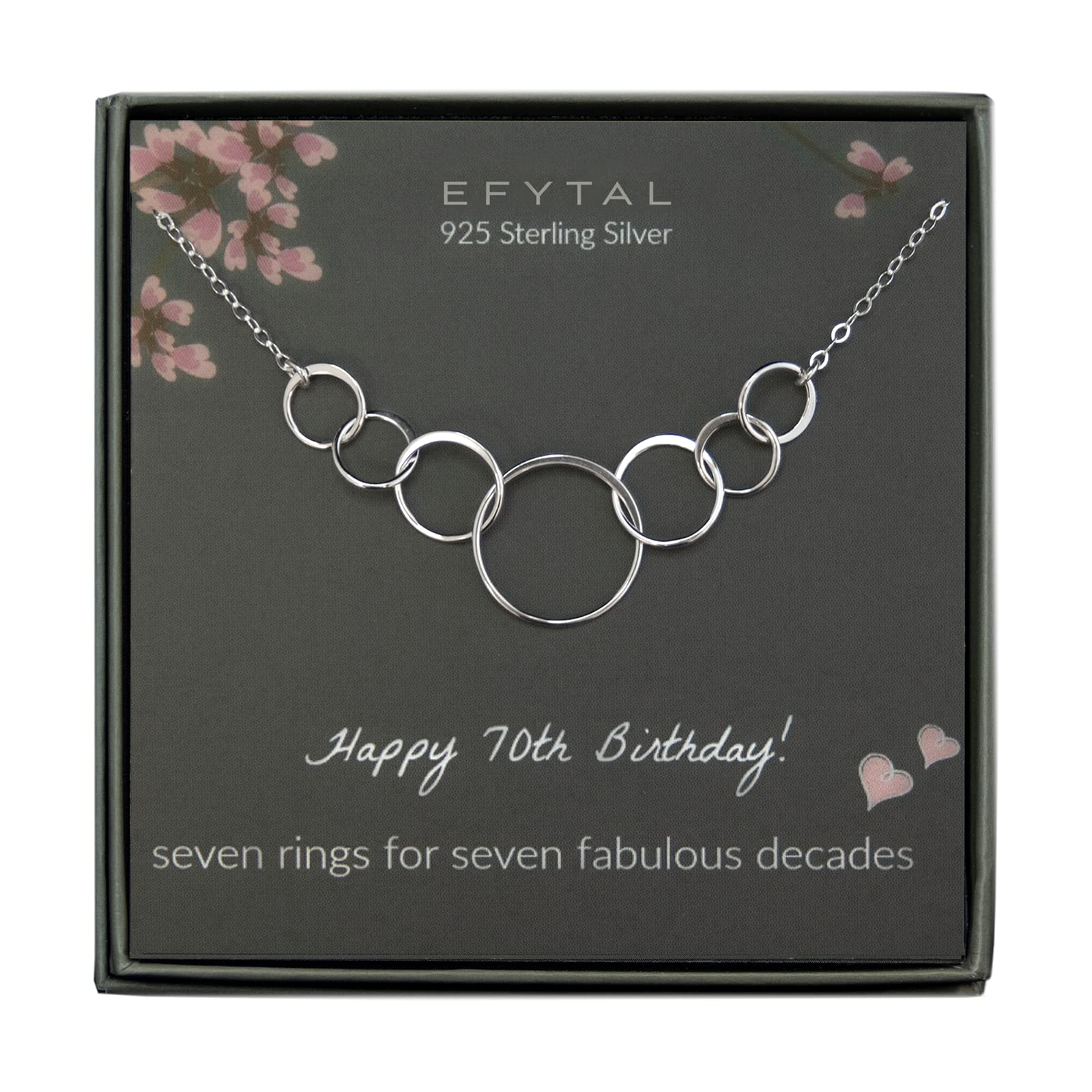 EFYTAL 70th Birthday Gifts for Women, Sterling Silver Seven Circle Necklace for Woman or Mom, 70th B