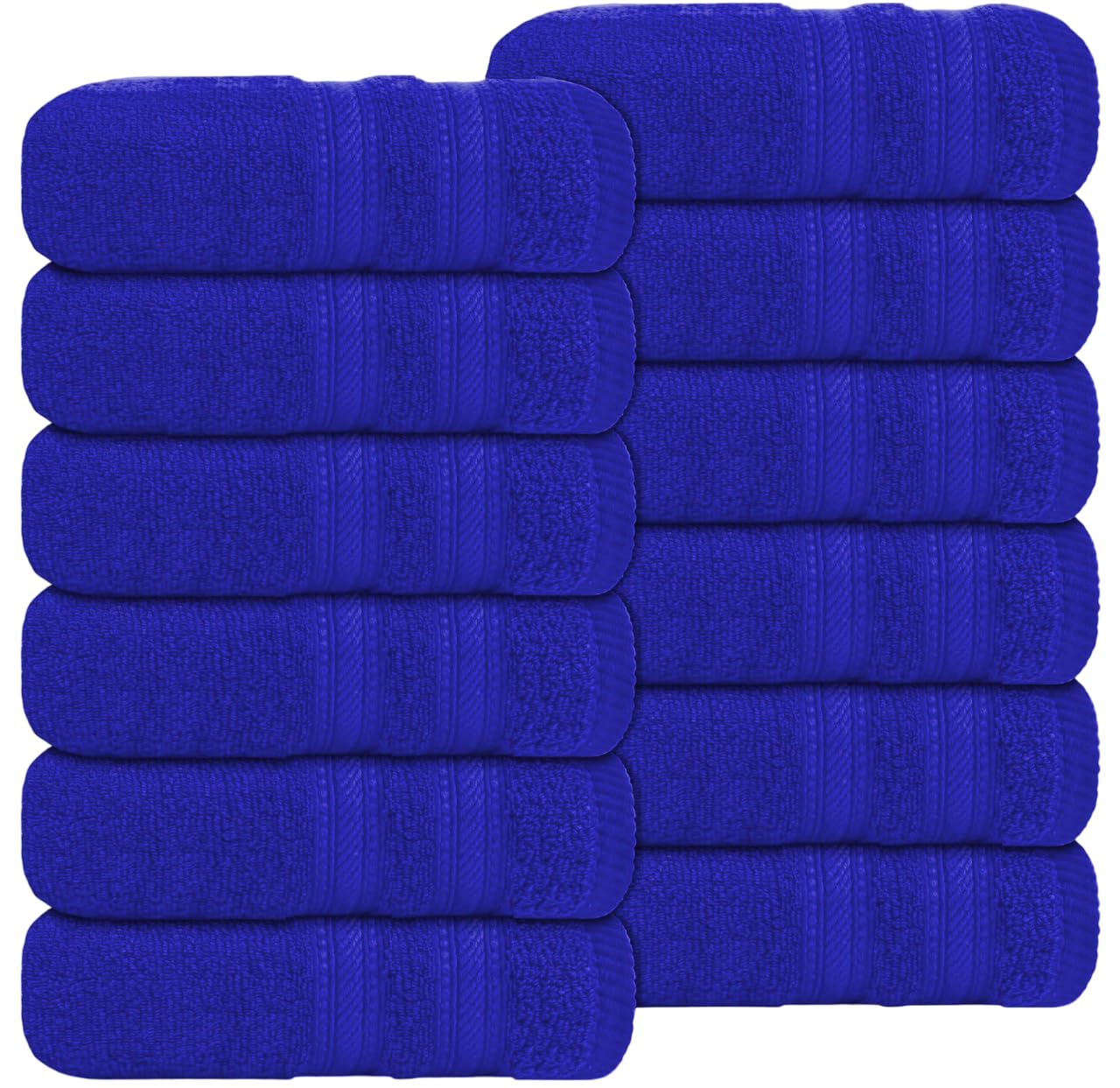 WovenWonder Luxury Flannel Face Cloth Set Egyptian Cotton Super Soft Fingertip Towels 500 GSM Hotel Quality Soft Feel Washcloths (30 x 30 CM) (Blue, 12 Pack)