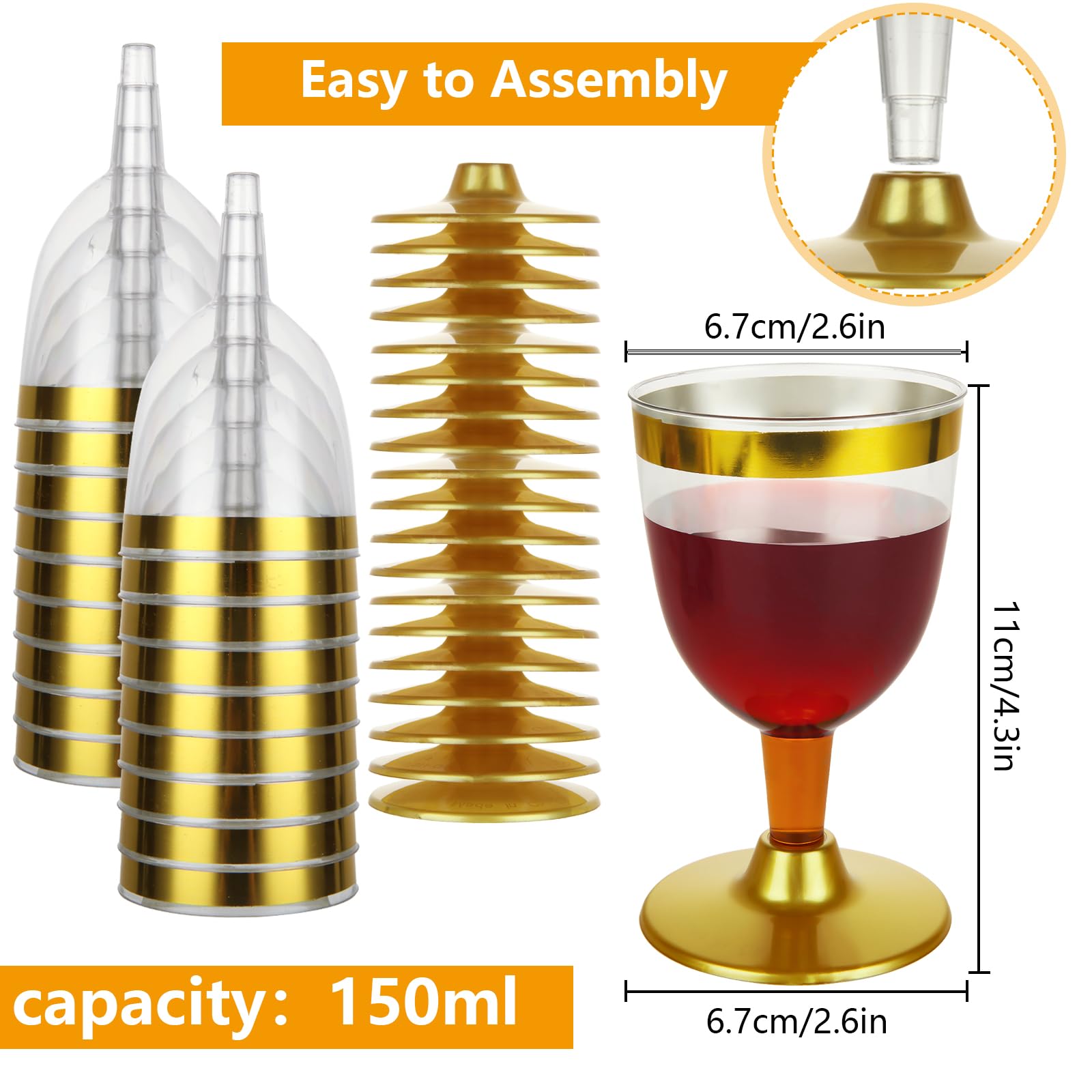 Amazon.com: FVIEXE 100 Pack Plastic Wine Glasses, 5 Oz Disposable Wine  Glasses with Stem for Parties Weeding Birthday, Clear Plastic Goblets Glass  Cups : Health & Household