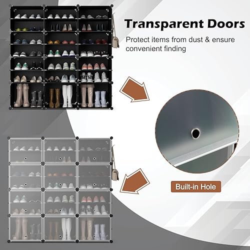 Miniatura 8 de Safstar 48 pares de 12 cubos organizador de zapatos, negro, polipropileno