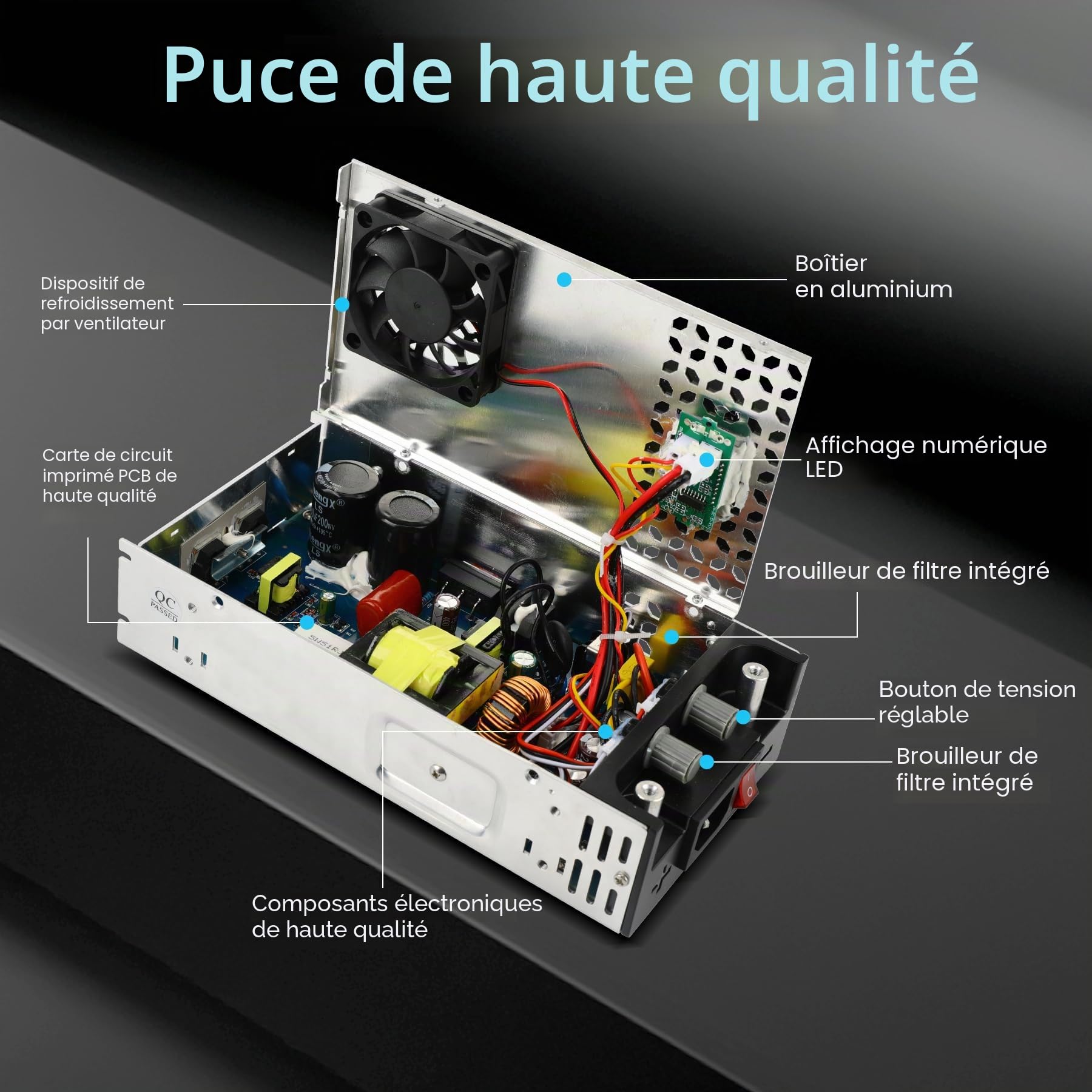 Réglable Alimentation DC 0-24V 25A 600W Transformateur 220V CA à CC 0-24V 0-25A Convertisseur 600W Alimentation Avec LED affichage Affiche clairement l'appareil sortie tension et courant