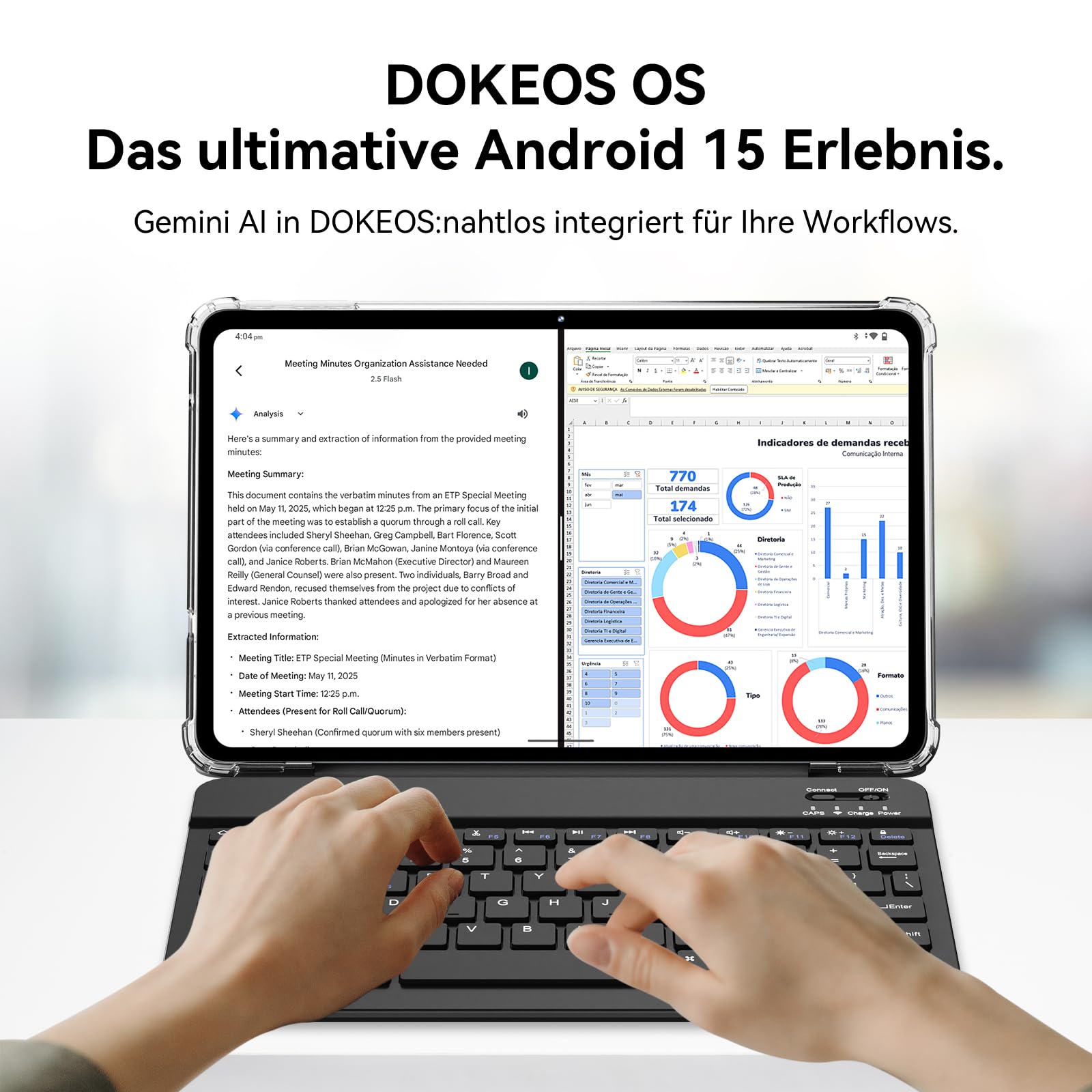 Blackview Mega2 Tablet 12 Zoll Android 15 Tablets, 24GB RAM+128GB ROM, 120HZ 2K FHD Gaming Tablet mit Tastatur Maus Stift Kopfhörer, 4G LTE+5G WiFi, 9000 mAh, WideVine L1, Dual Kamera, Face ID, Gray
