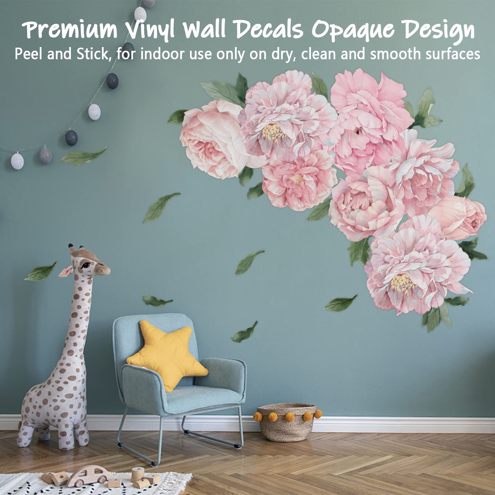 Snapklik.com : Pink Peony Wall Stickers For Nursery Wall Decor Flowers ...