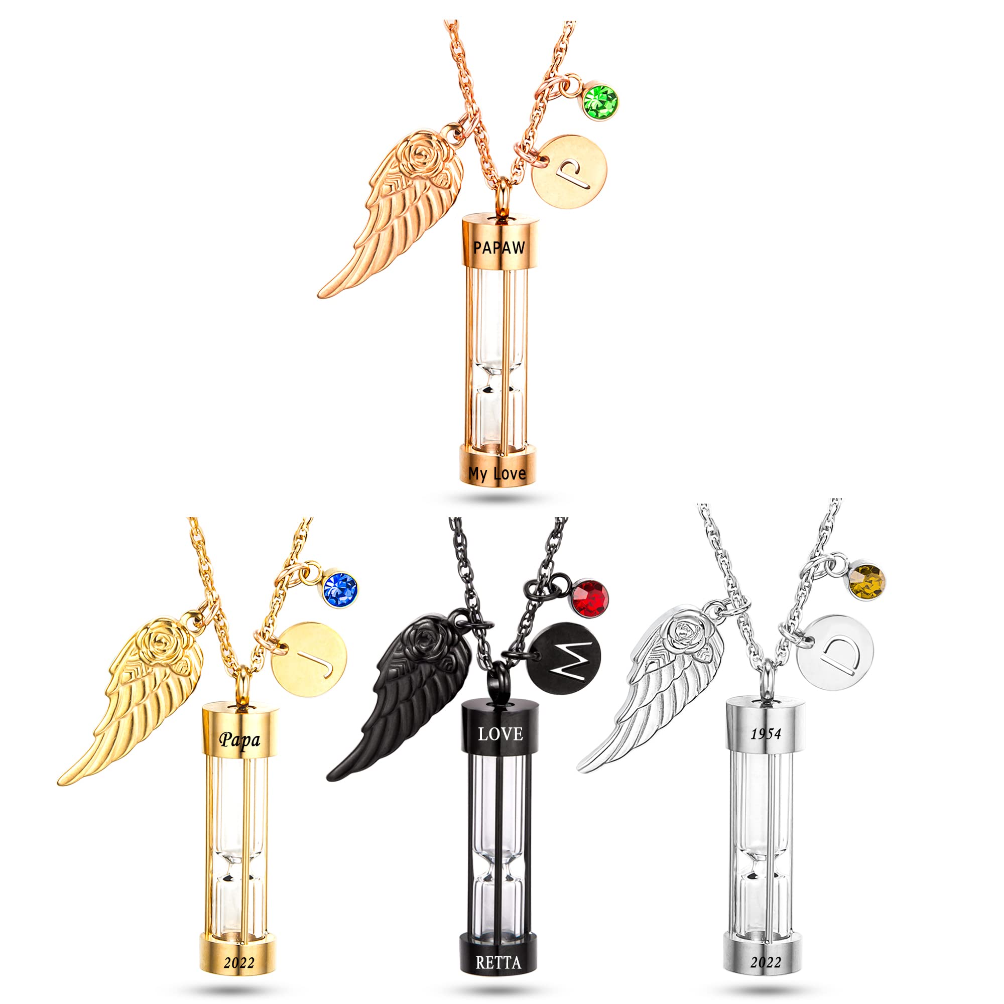 Gredstar Hourglass Necklaces for Ashes Time Memory Memorial Pendant Timeless Keepsake Urns for Human Ashes