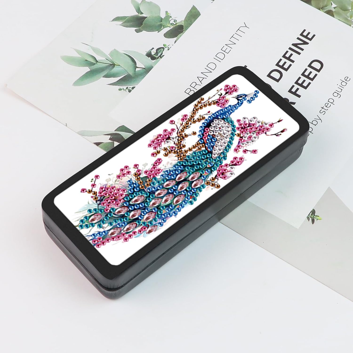 5D Diamond Painting Glasses Case for Adults, DIY Rhinestone Crystal Diamond Art Eyeglass Holder, Handmade Majestic Peacock Sunglass Storage Box, Elegant Travel Craft Gift image 4