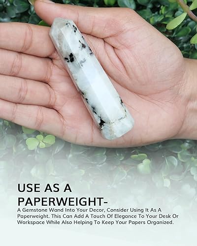 Miniatura 6 de NARIBABU Piedra lunar arcoíris - Varitas de cristal para curación - Juego de cristal Wicca - Varita de piedras preciosas - Cristal de meditación -