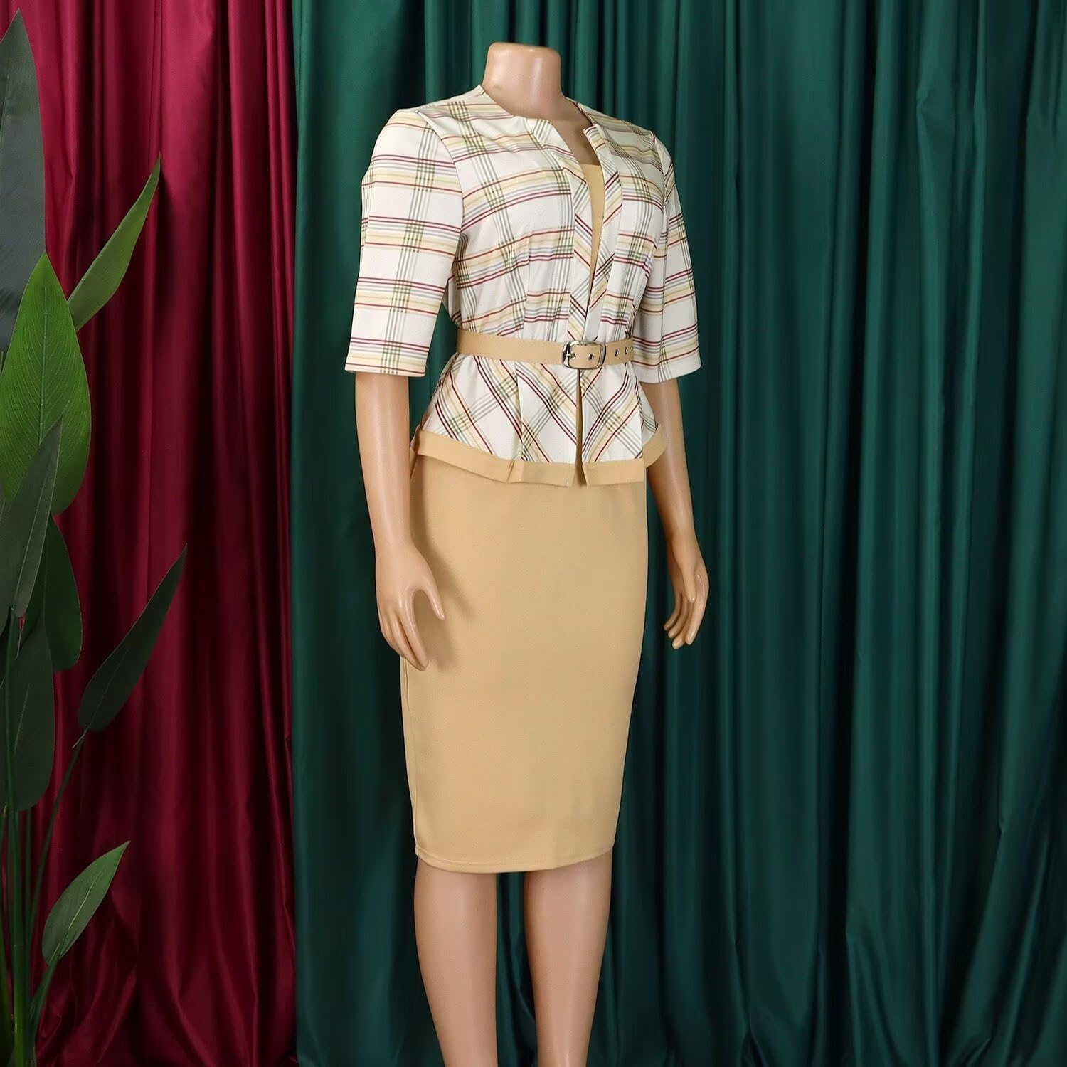 Women's 2026 Spring New Half Sleeve Elegant and Work Dresses V-Neck Swing Dress,Modern Work Dress