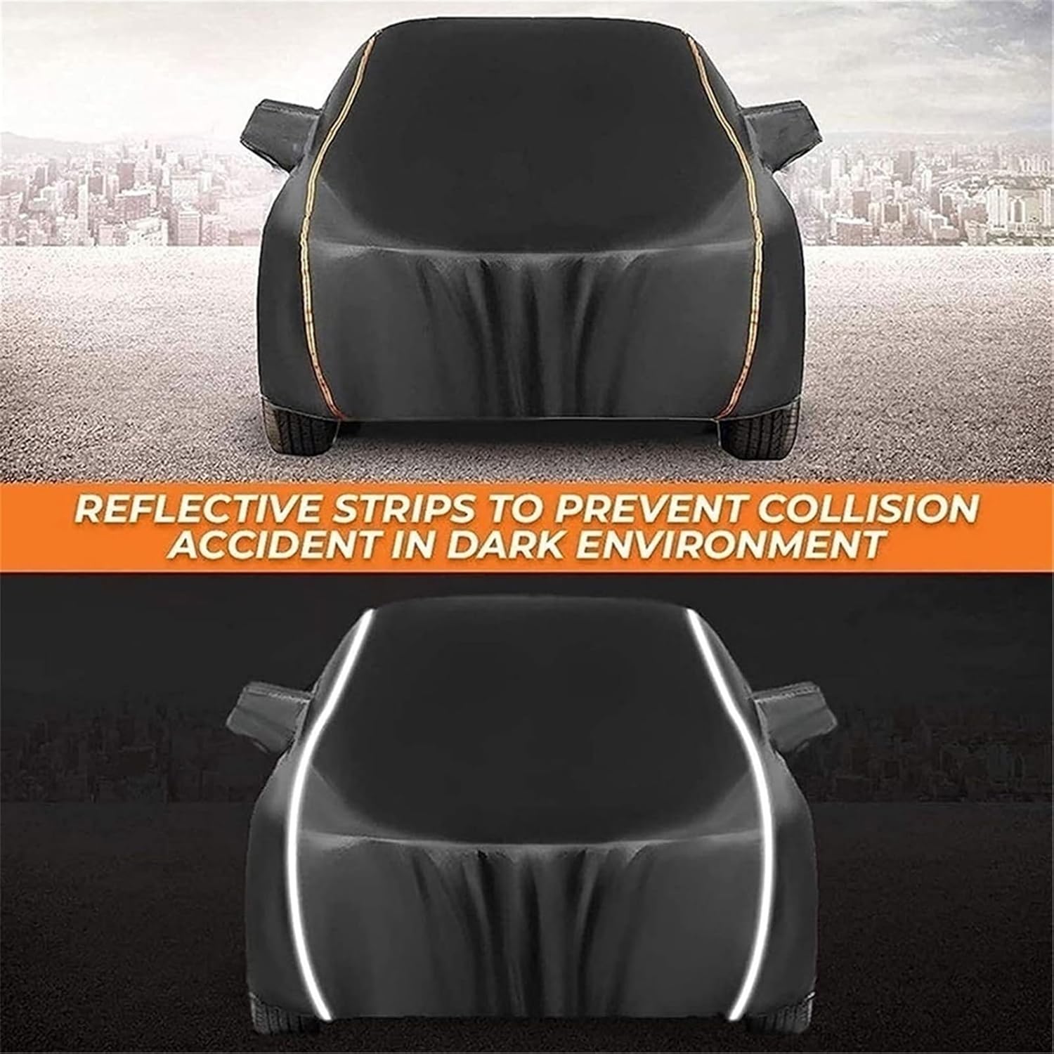 カーカバー 互換性があります スズキ グランド ビターラ、防水全天候型ユニバーサルカーカバー、右側ジッパー付き反射ストリップ通気性