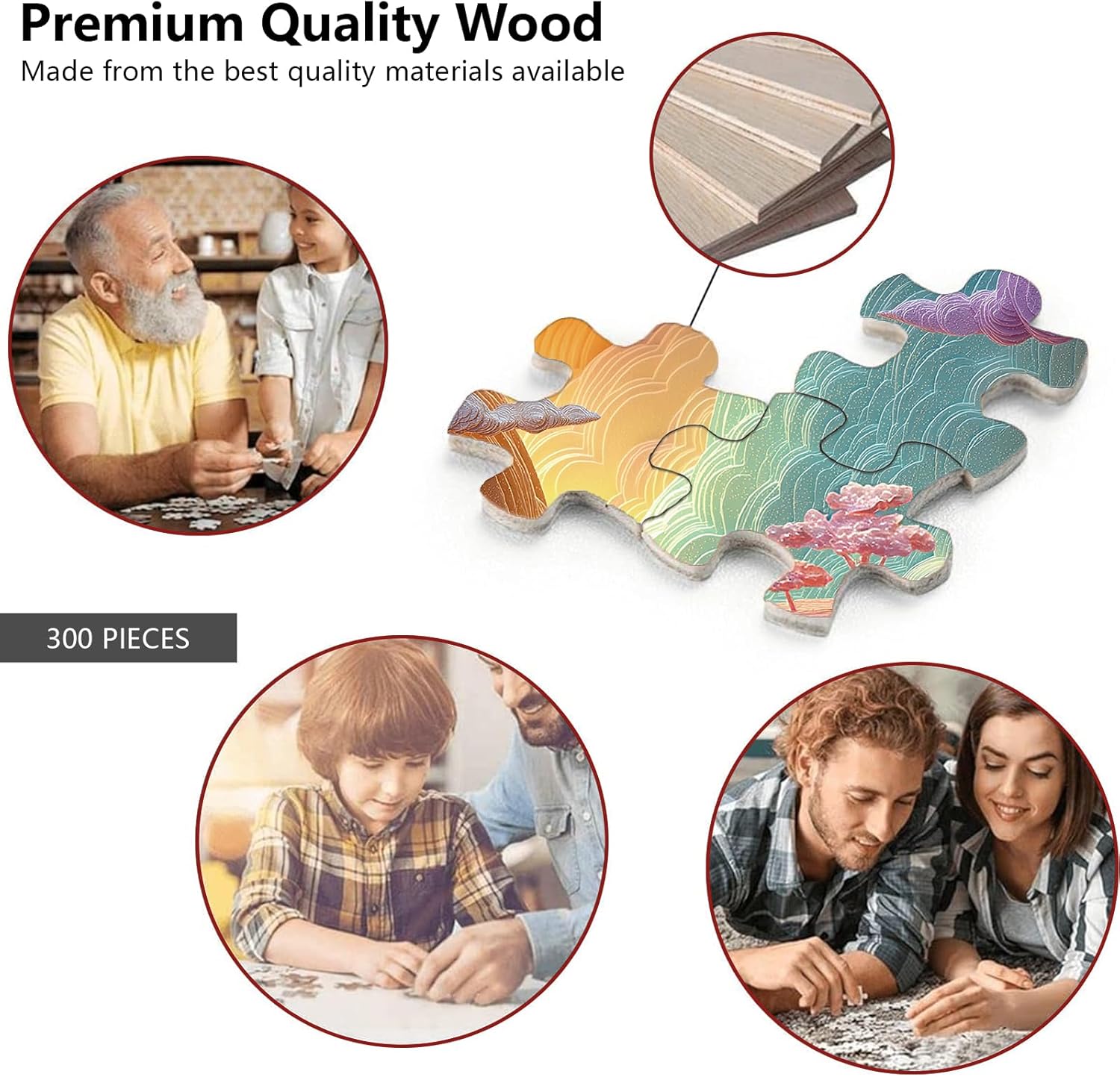 Great Jigsaw Puzzles for Adults 300 Pieces 3D Paper Cut Pastel Rainbow Cloud Mountain Puzzles for Adults Toys Gift Family Decoration Kids Puzzle
