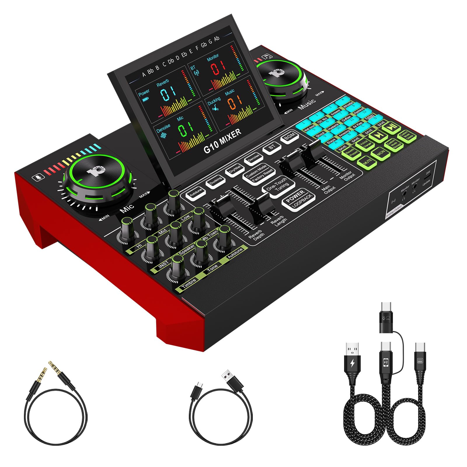 Amazon.com: tenlamp G10 Gaming Audio Mixer, Audio Interface