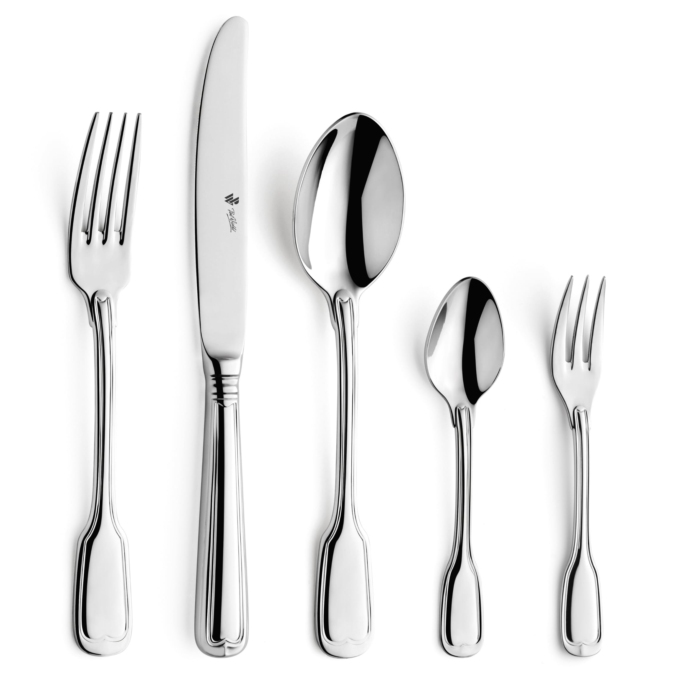 Paul Wirths Besteck-Set 30-teilig für 6 Personen, Augsburger Faden | Hochwertiger Edelstahl 18/10, hochglanzpoliert, rostfrei, spülmaschinenfest und im praktischen Besteckkasten