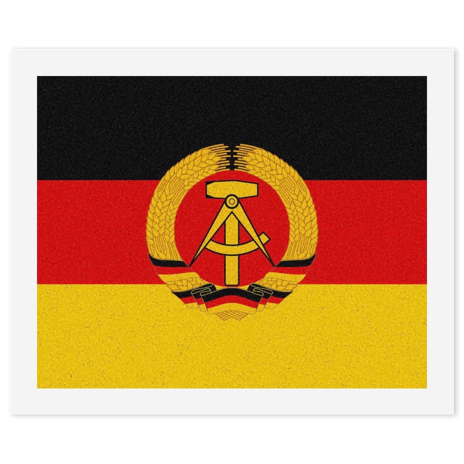 Malen nach Zahlen, Motiv: Flagge der Deutschen Demokratischen Republik, für Erwachsene, Anfänger, bunt, DIY, einfaches Malen für Zuhause, Wanddekoration