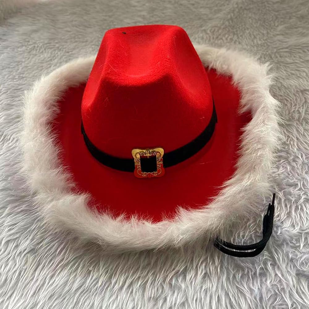 Sombrero Vaquero De Navidad Con Luces LED Intermitentes – Rojo Estilo Santa Claus, Perfecto Para Halloween, Cosplay Y Fiestas Temáticas