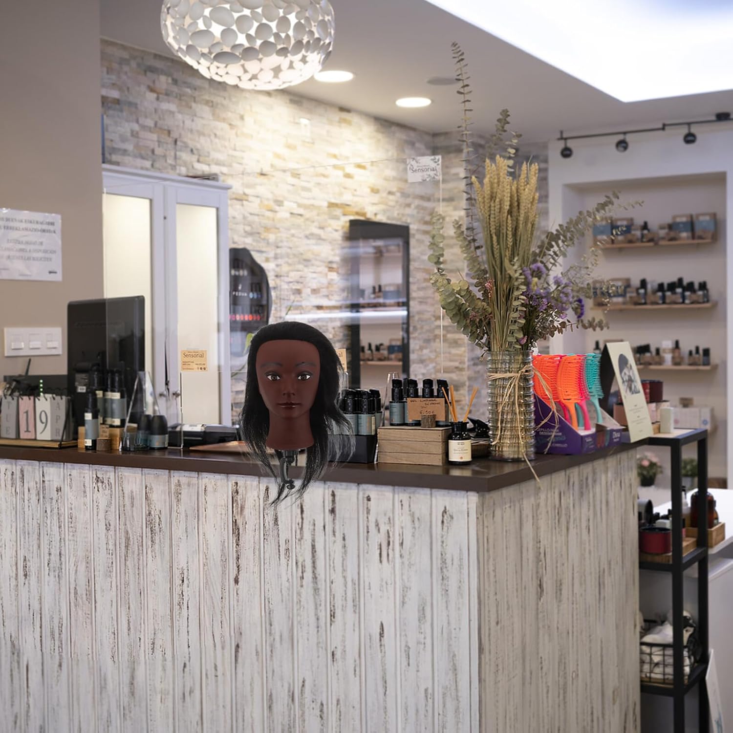 美发模特头 耐久リユース可能 ヘアカット練習用 マネキンヘッド 美容師トレーニング対応 ヘアカラリング パーマ 編み込み対応 総合