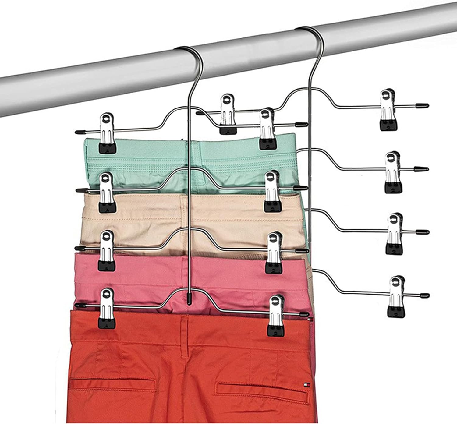 Pants Skirt Hangers Space Saving with Clips,4 Tier Hanger
