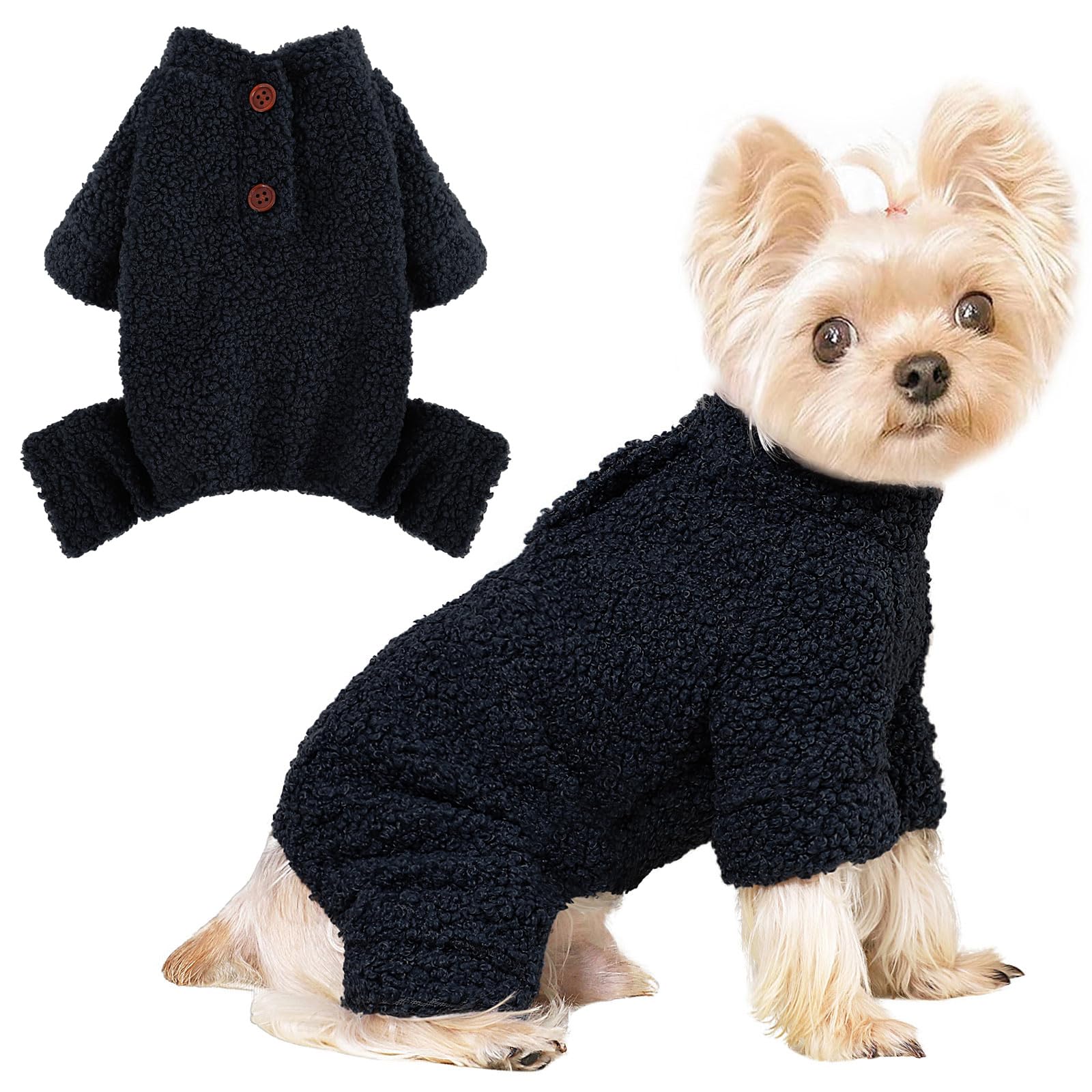 Dog Sweaters for Small Dogs Winter Dog Pajamas Sized Dogs Boy Girl Fleece Pet Clothes Puppy Outfit 4 Legs Jumpsuits for Chihuahua Yorkie Cat Apparel (