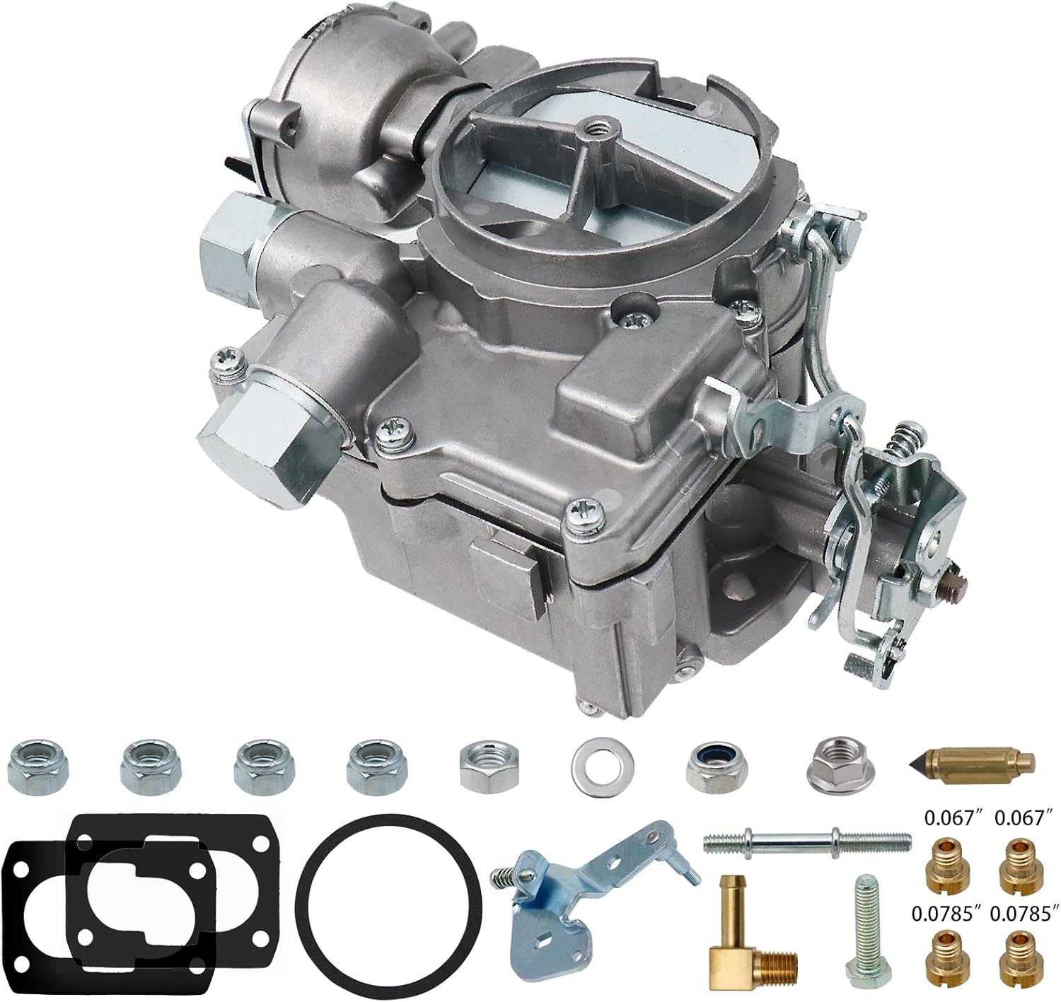 NENKUTEN Marine Carburetor 2 Barrel Carb for Mercruiser 3.0L 2.5L 4 CYL Engines with Electric Choke Jets Long Linkage and Gaskets nut, Replace 3310-864940A01, Base Bolt Pattern is 3 3/4 X 2 inches