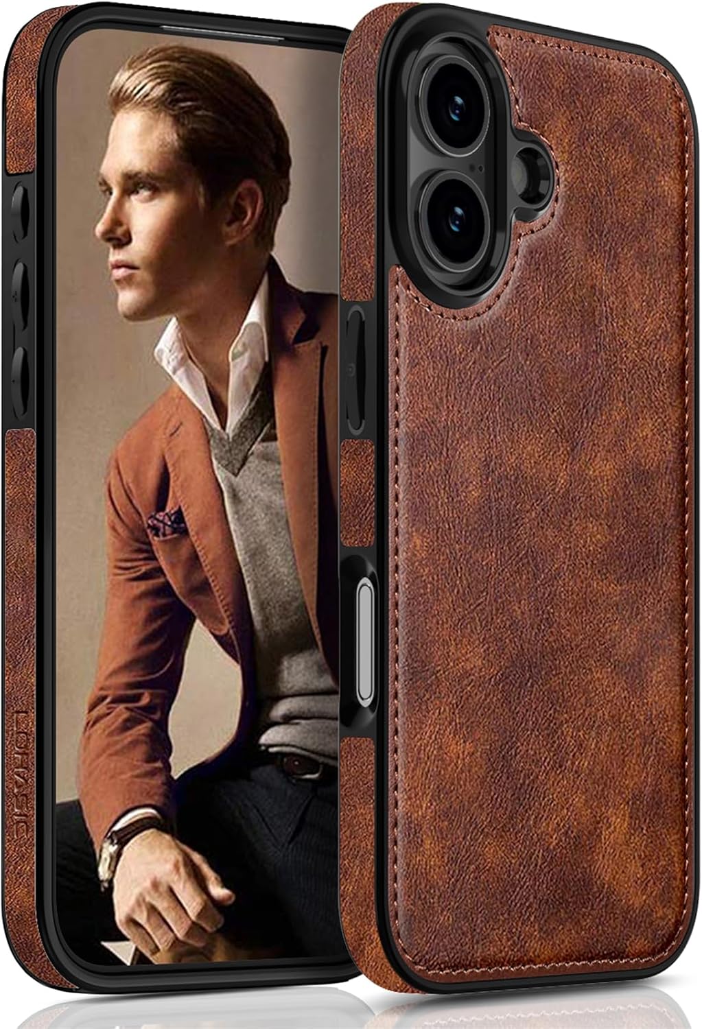 LOHASIC for iPhone 17 Case, Vintage Leather Thin Slim Luxury PU Soft Flexible Bumper Non-Slip Grip Protective Cover Men Women Phone Case for iPhone 17 6.3" 2025 - Retro Brown